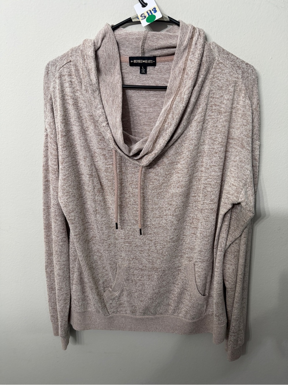 Inspired Hearts Beige/Cream Cowl Neck Pullover Sweater